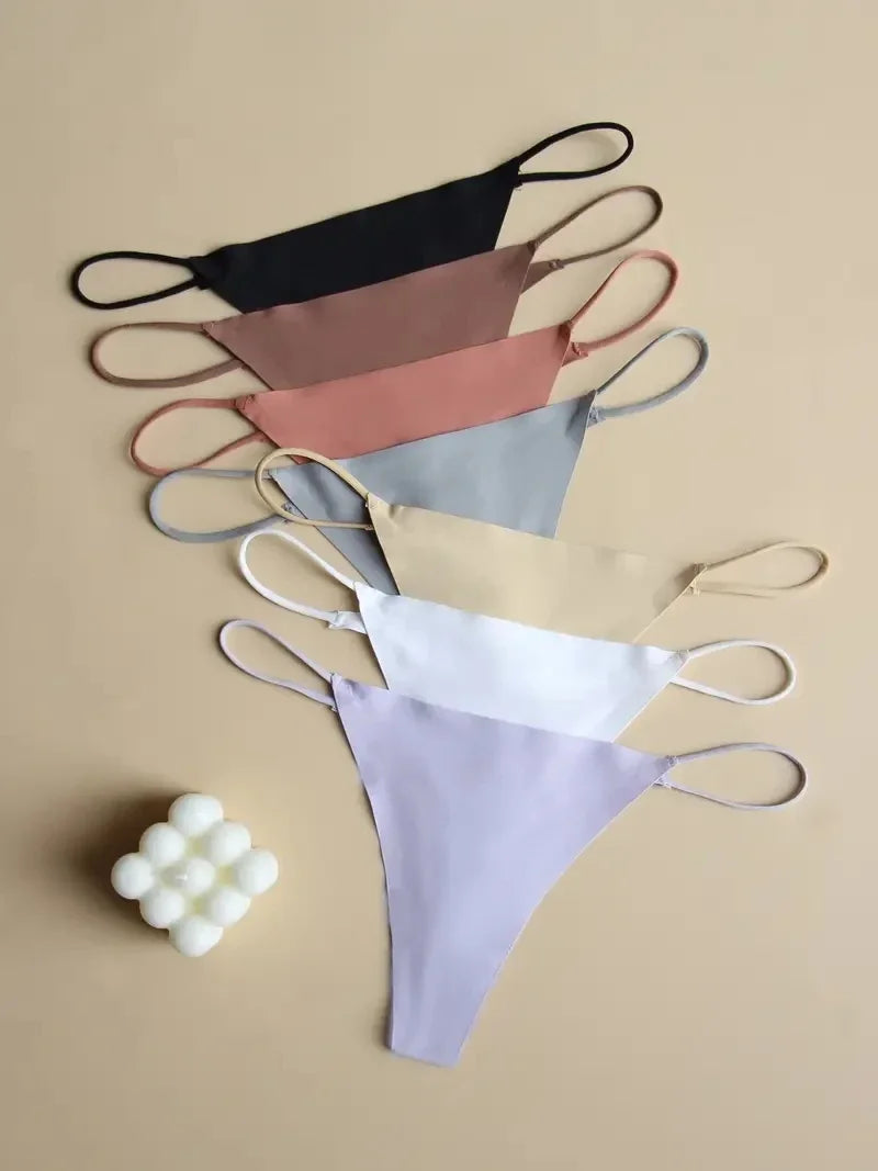 10Pcs/Set Seamless Thong Women Thin Strap Low Waist High Flexibility Panties Underwear Ladies Briefs T-back Comfortable Women