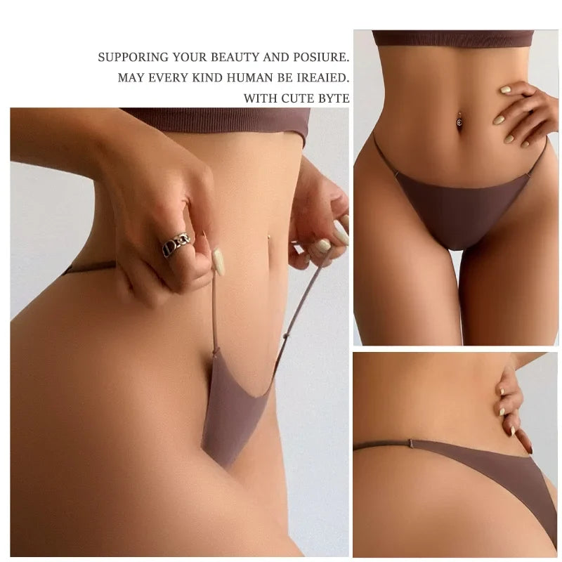 8Pcs/Set Seamless Thong Women Invisible Thin Strap Low Waist High Stretch Flexibility Panties Sexy Underwear Briefs T-back