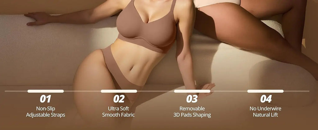 Women's Jelly Bra Wire-free Seamless 3/4 Cup and Thin Molded Bra Soft Support Underwear Comfortable Push-up Bra