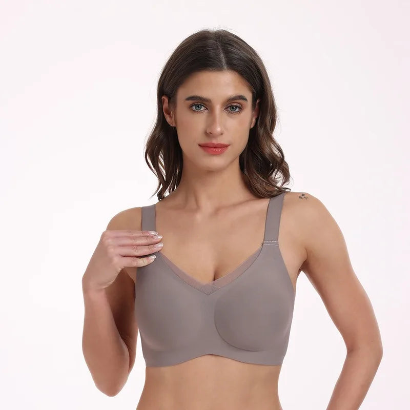 Women's Wire-Free Seamless Bra Full Cup Thin Molded Cup Beautiful and Comfortable Underwear Plus Up