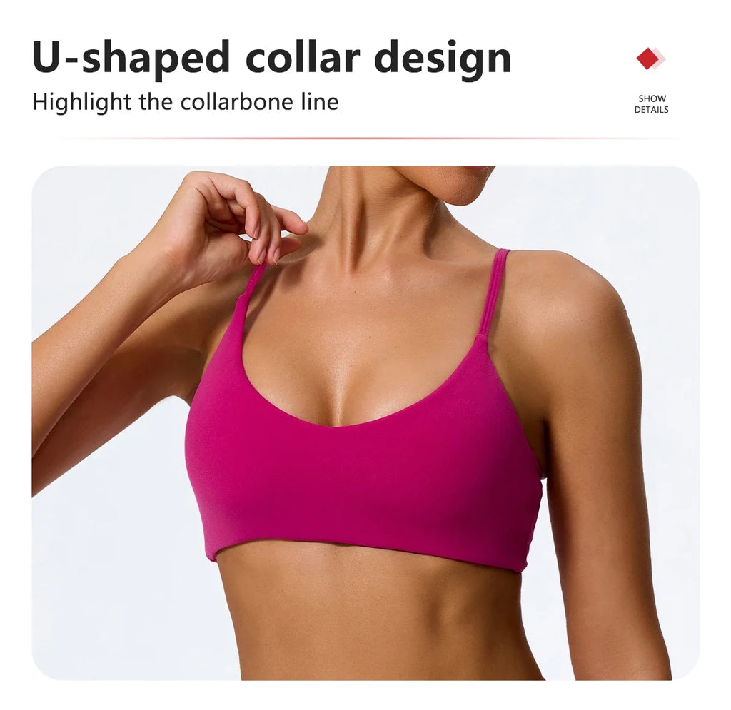 Hearuisavy Summer Super-Soft Women Quick Drying Sports Bra Breathable Gym Workout Top Fitness Underwear Push Up Running Yoga Top