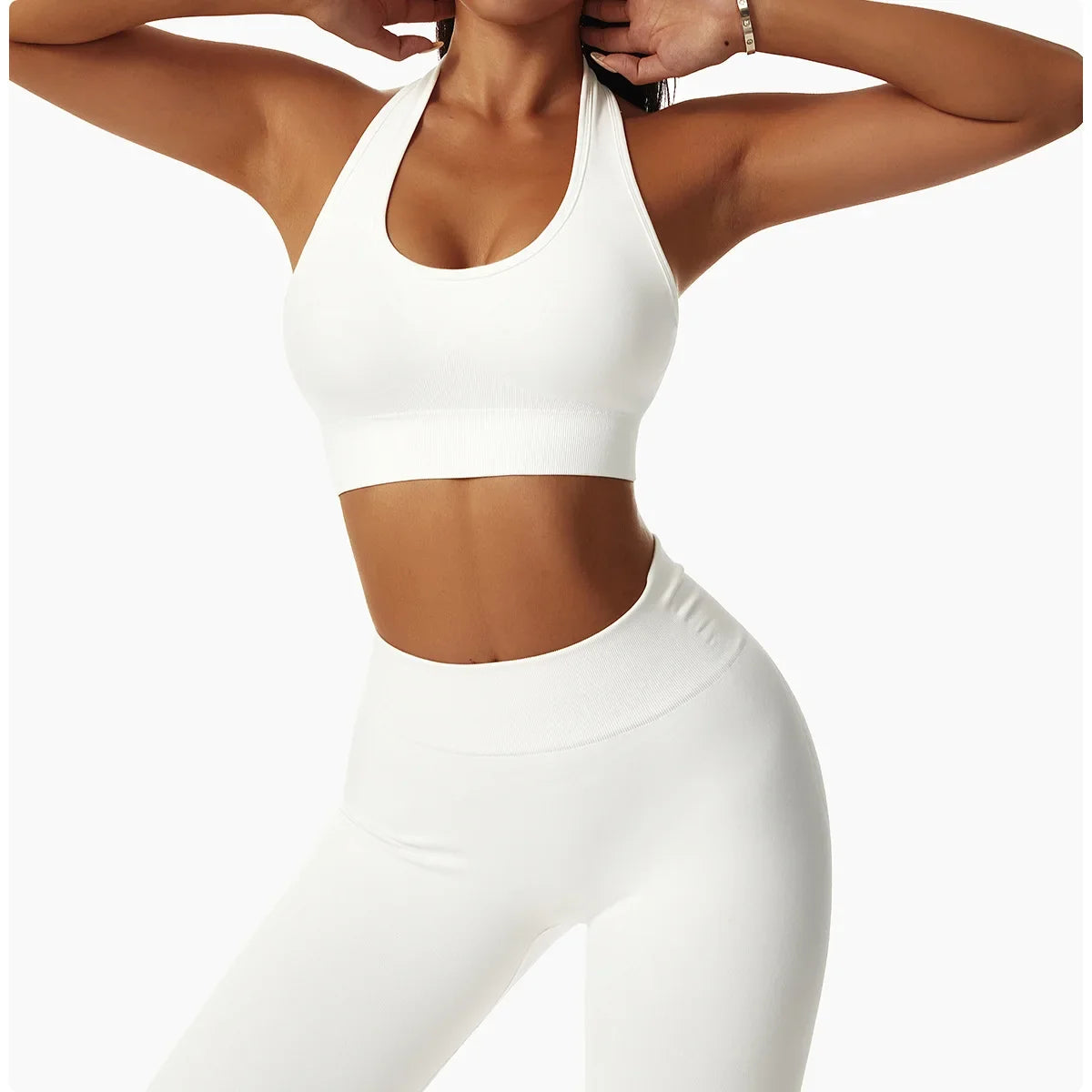Sexy Halter Yoga Bra Gym Workout Push Up Running Sports Underwear Gathering Sports Vest Beautiful Back Fitness Top