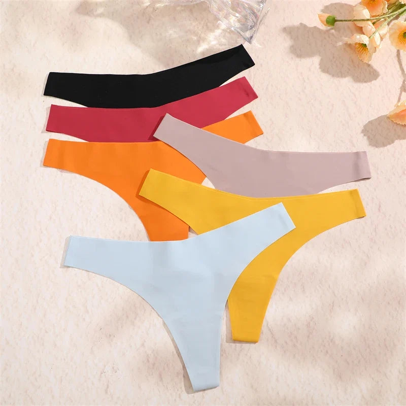 10PCS/Set Seamless Ice Silk Panties Women V-Waist Underwear Sexy Sports Briefs Panties Female Soft Ultra-thin Lingerie G-string