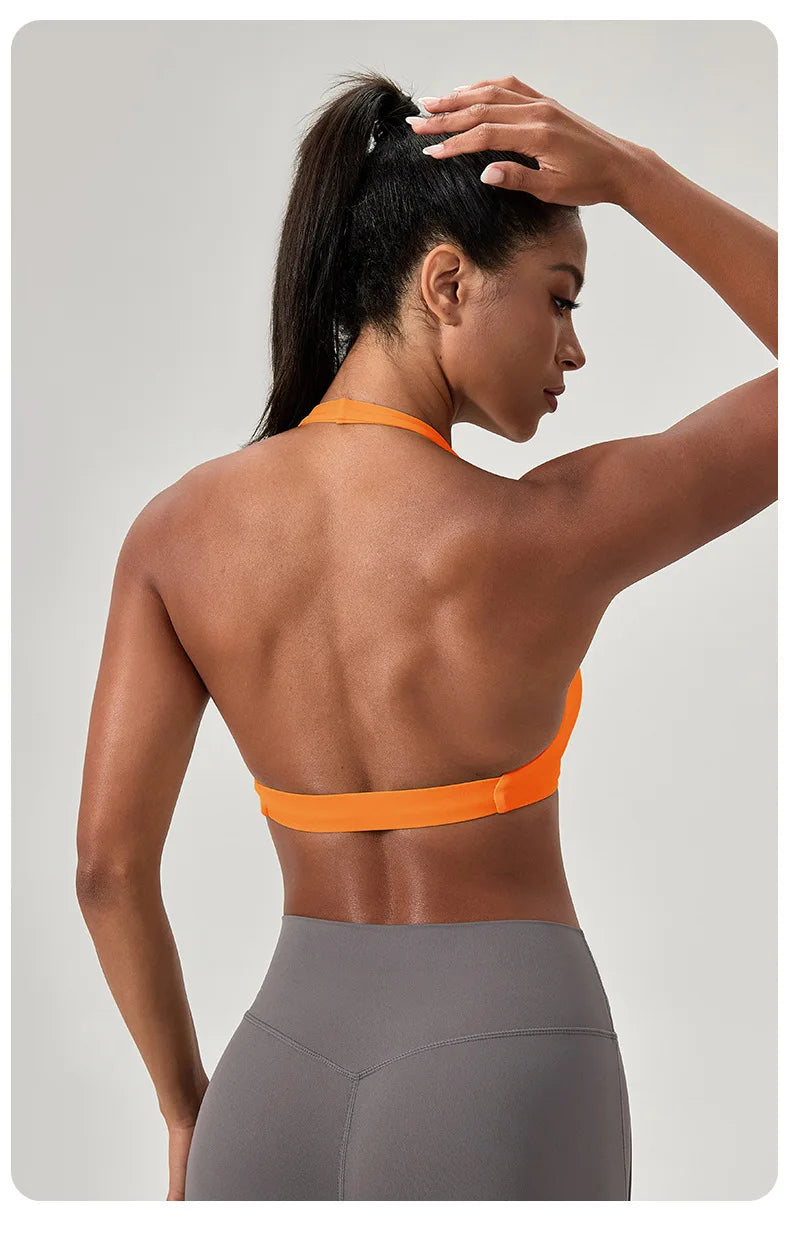 Women's Yoga Bra Halter Back Fitness Underwear Sexy Wire-Free Sports Vest Comfortable Breathable Bra