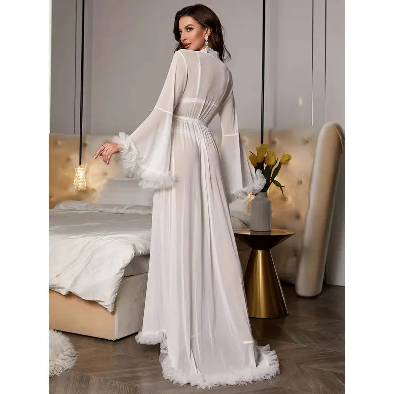 Sexy See-through Lace Sleepwear 2026 New Style Leisure Home Sleep Robe Use Comfortable Polyester Fabric Four Seasons universal