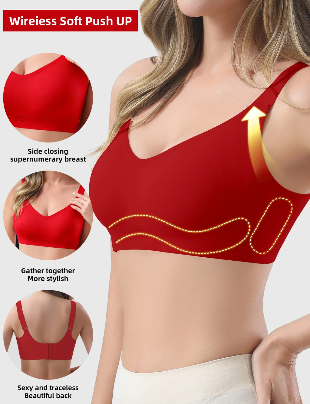 1pc Color Women's Seamless Wireless Sports Bras - Soft Stretchy Push-Up Design Everyday Basic Bras, Removable Padding Lingerie