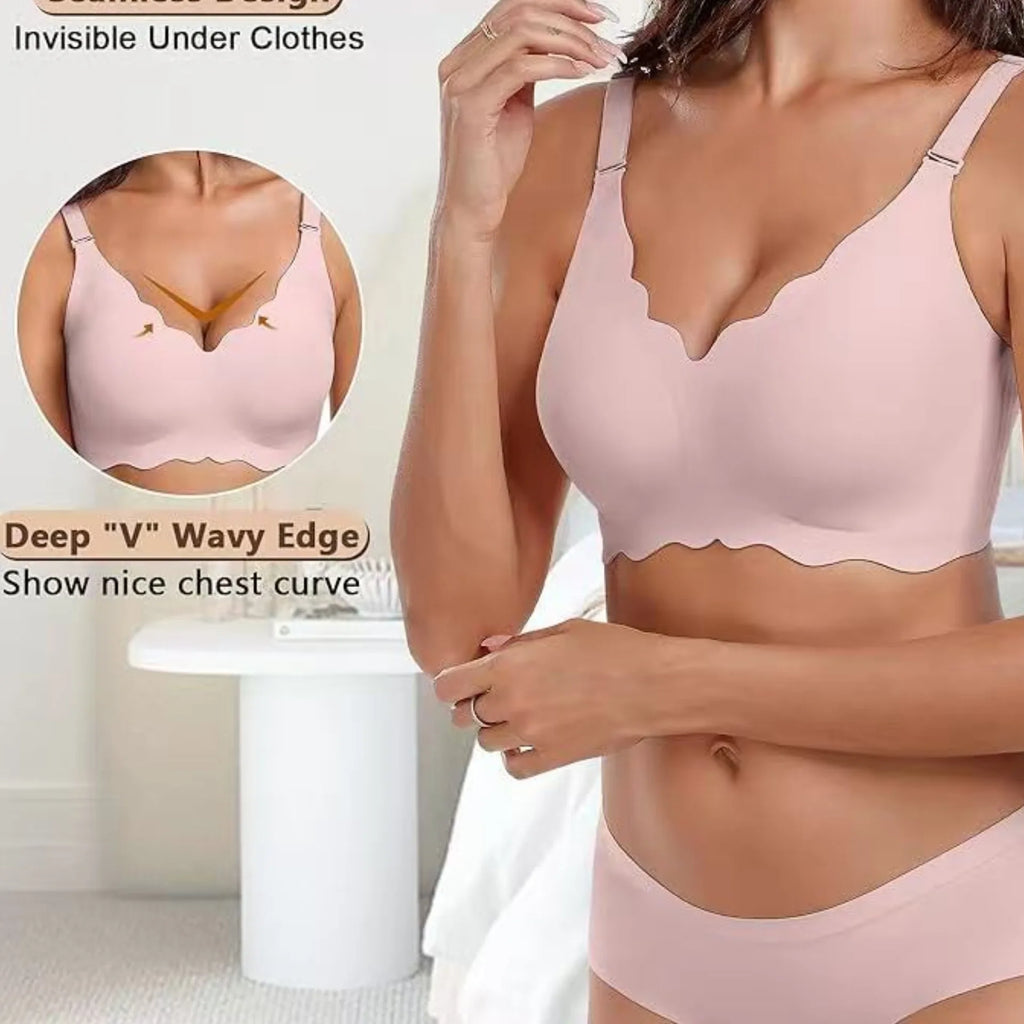 Plus-size Jelly-like Wire-free Bra Thin Molded Cups with A Wire-free Design Comfortable and Breathable Underwear Push Up