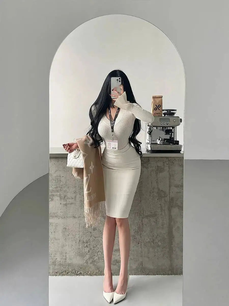 Korean Style Pure Desire Sexy OL High Waist Tight Slimming Mid Length Skirt Fashion Women Sweet Mini Skirts 2026 New Summer 9B8