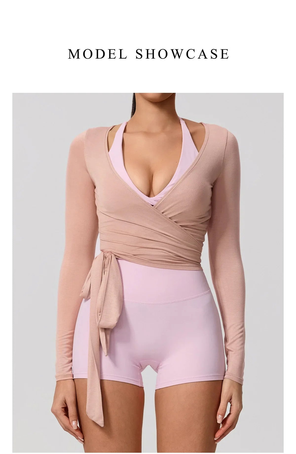 Hearuisavy Summer Women's Yoga Shirt Long Sleeve Sportswear Gym Breathable Quick Dry Sports Top Pilates Dance Ballet Wrap Tops