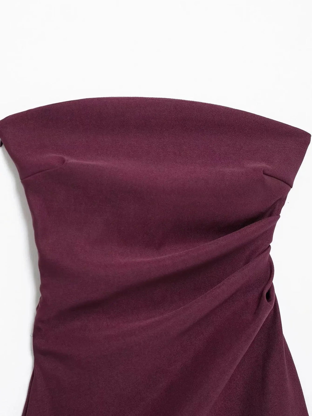 HH Elegant Women's Strapless Ruched Side Top Asymmetrical Hem Crop Tube Top for Vacation Wedding Guest Evening Wear