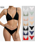 American Women's High Waist Seamless Bra and Panties Set Underwear Breathable Comfort Briefs S-2XL Thong Soft Underwear