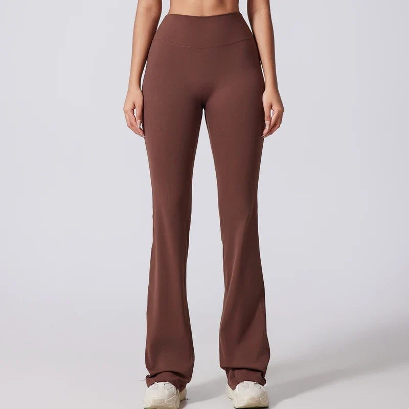 DIAS FIT JOY Women's Hip lifting flared pants high waisted yoga fitness pants sports micro flared yoga pants wide leg pants