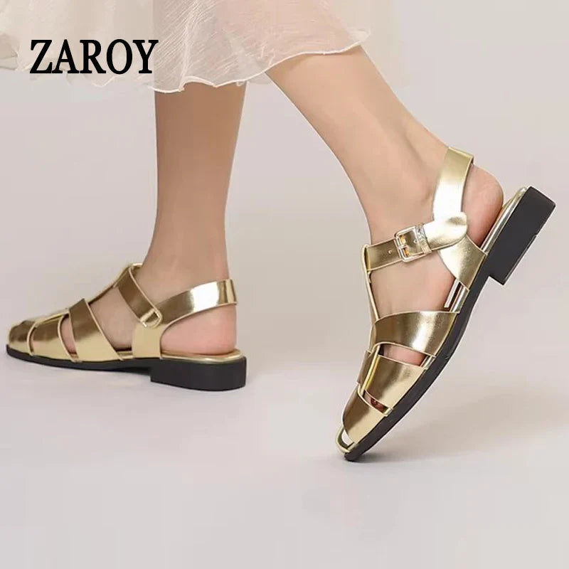 ZAROY Women Sandals Summer 2026 Newest Female Shoes Elegant Office Ladies Sandals Casual Soft Beach Flat Sandalias Roman Zapatos