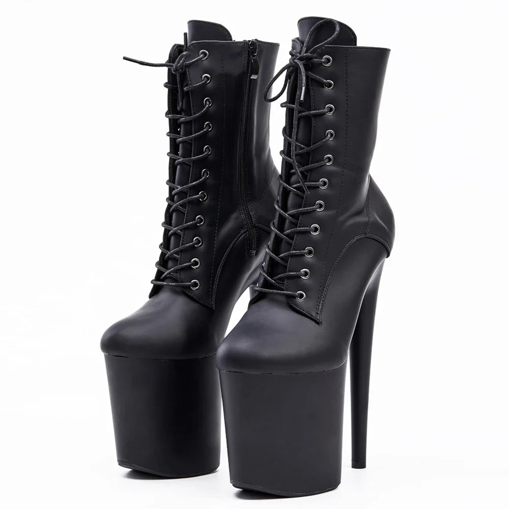 Stripper 8" Platform Lace Up Cтрипы Pole Dance Ankle High Boots In Stock Fast Shipping Size36-43