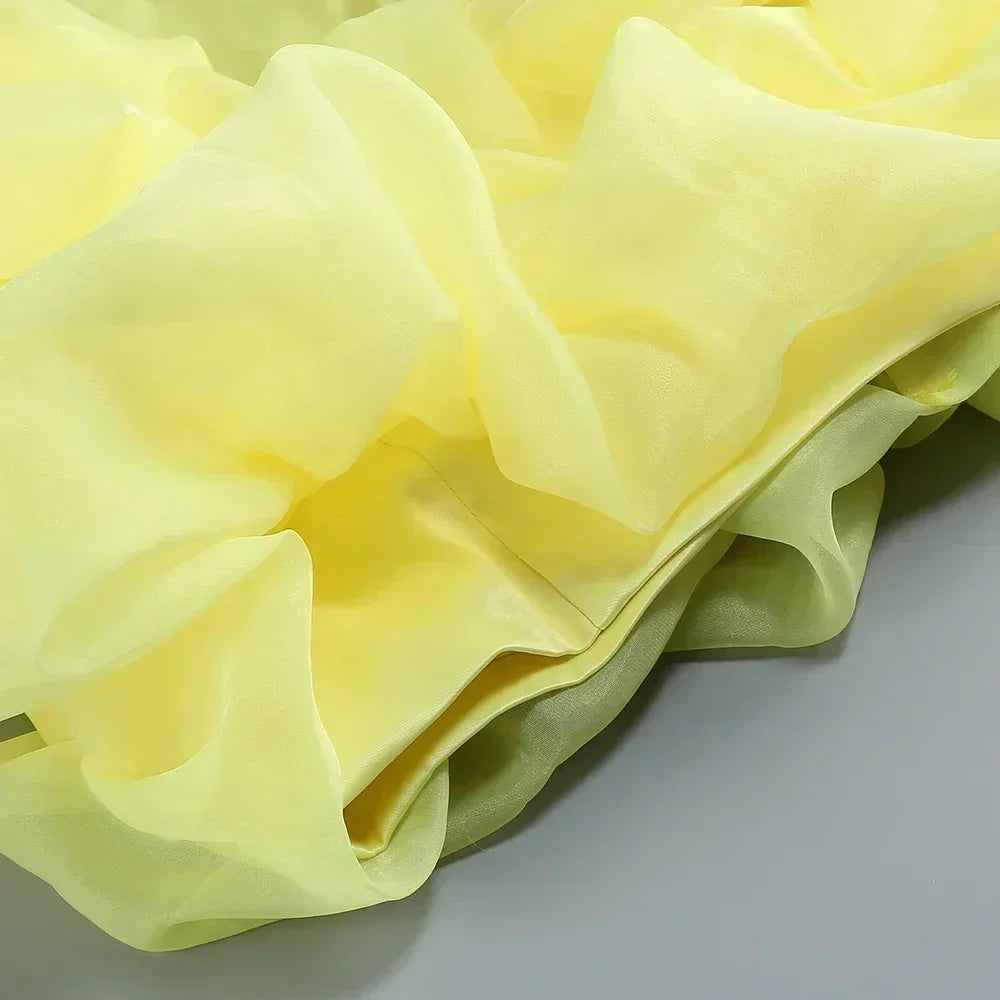 New fashion and sexy solid color wrapped chest dress, women's temperament decorative pleated ruffled edge party dress