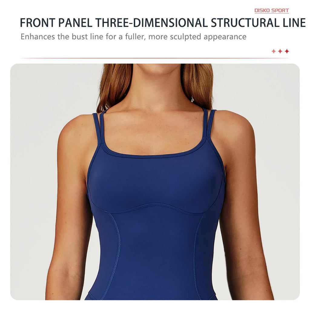 Hearuisavy Female Jumpsuit Long Elegant Sports Bodysuit Woman Gym Clothes Strappy Fitness Overalls Push Up Pilates Yoga Leotard