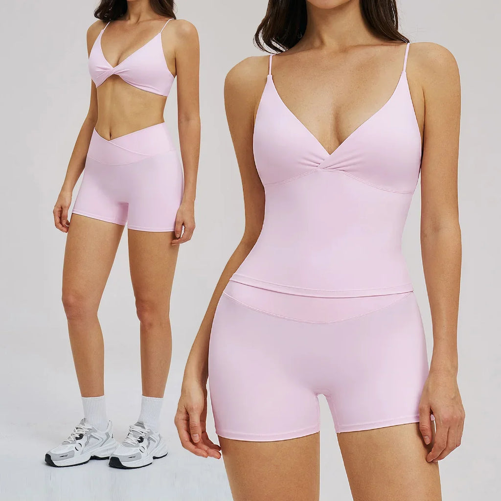 Women 2 Piece Gym Workout Set Female Bra Yoga Shorts Vest Fitness Wear Quick-Dry  Sports Bra Suits Sportswear Tracksuit Outfits