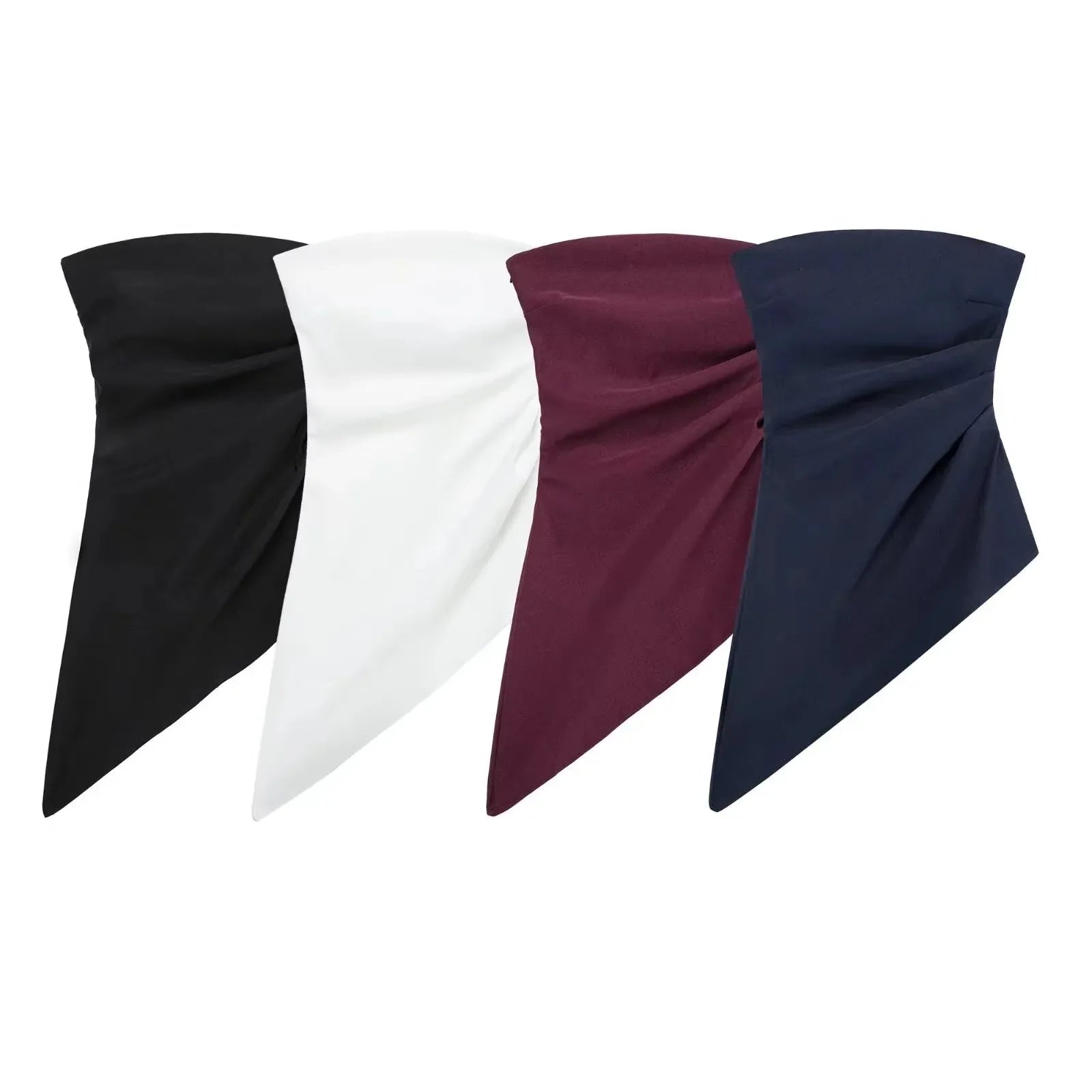 HH Elegant Women's Strapless Ruched Side Top Asymmetrical Hem Crop Tube Top for Vacation Wedding Guest Evening Wear