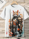 Samurai Cat Graphic T-Shirt – Japanese Style 3D Print Men's Tee
