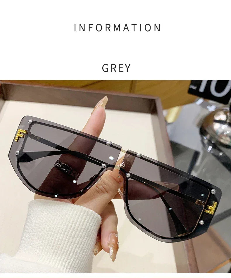 Sunglasses Integrated Frame High-end Frameless New Sunglasses Metal Polygonal Fashion Glasses 90288