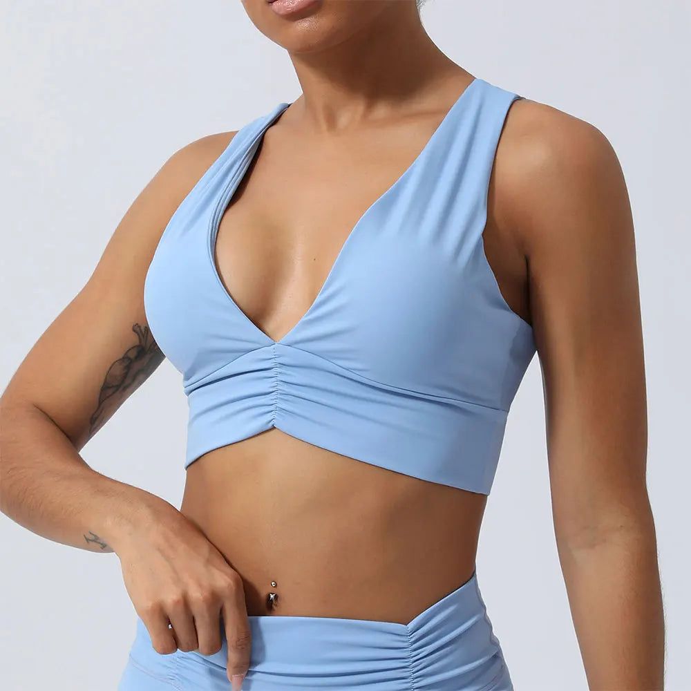 Female Cross Strap Sports Vest Bras For Women Bra High Strength Gym Underwear Sexy With Pad Bra Push Up Tops Workout Lingerie