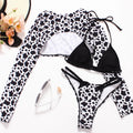 2023 Leopard Print Bikinis 3 Piece Sets Women Sexy Swimwear Female Low Wais Swimsuit Lace Up Micro Bikini Set Beach Bathing Suit