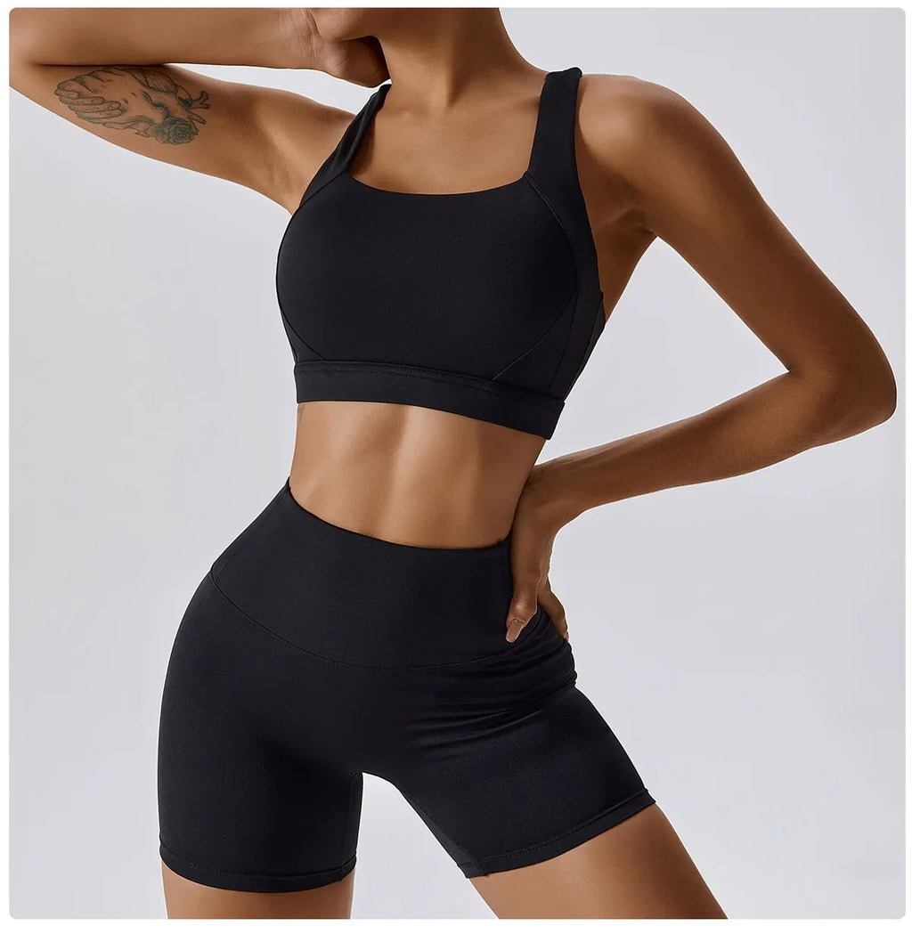 Crossed Shoulder Strap Yoga Bra Chest Pad Running Sports Bra Gym Top Women Stretch Pull Up Underwear Women Vest Fitness Tank Top
