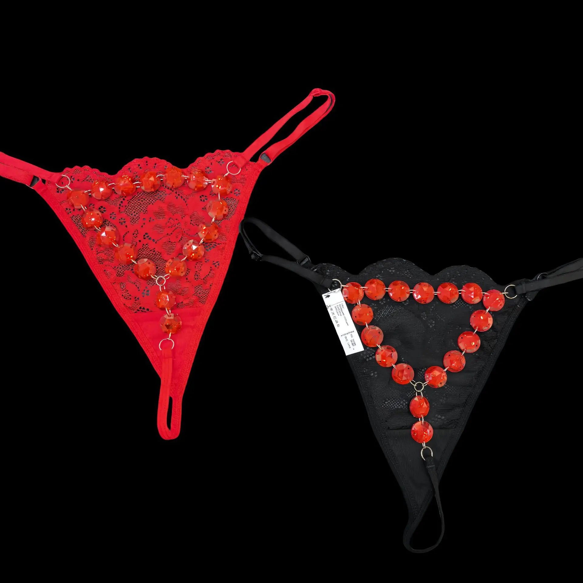 Rhinestones Metal Chain Sexy Women Panties Gem G String Girls Briefs Thong Lace Erotic Female Underwear Low Waist Intimates