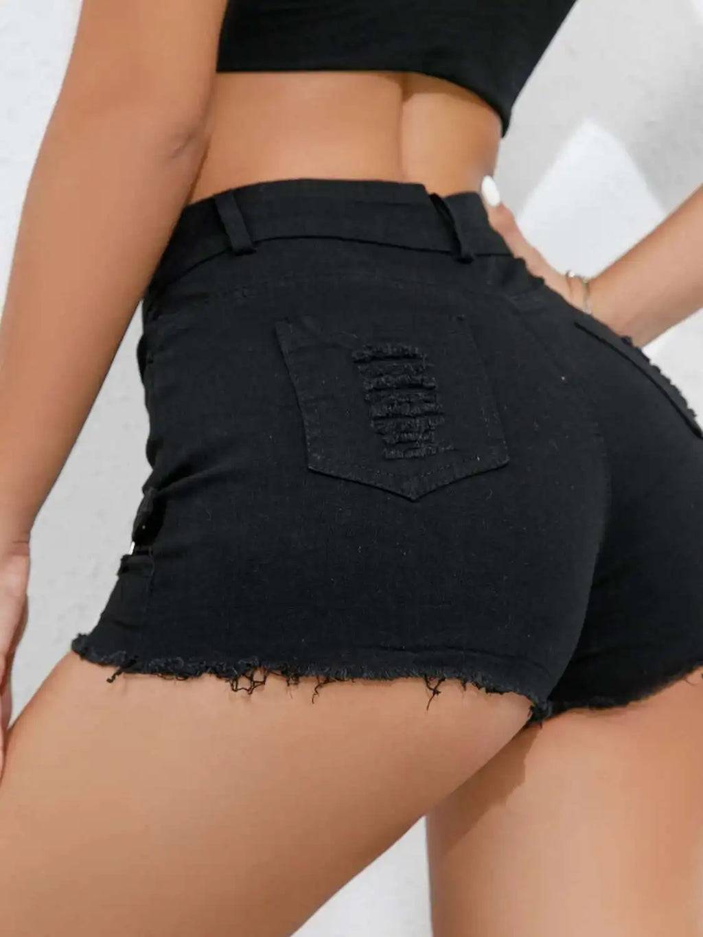 New High-Waisted Sexy Pants Denim Shorts Jeans  Solid Color Thin Charming Elegant Pure Desire Shorts For Woman Beautiful 5AML