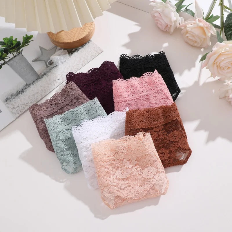 5Pcs Lace Sexy Thongs Women Low-Rise Briefs Sexy Soft Ladies Underwear Trendy Floral Underpants Female Flowery Panty Lingerie