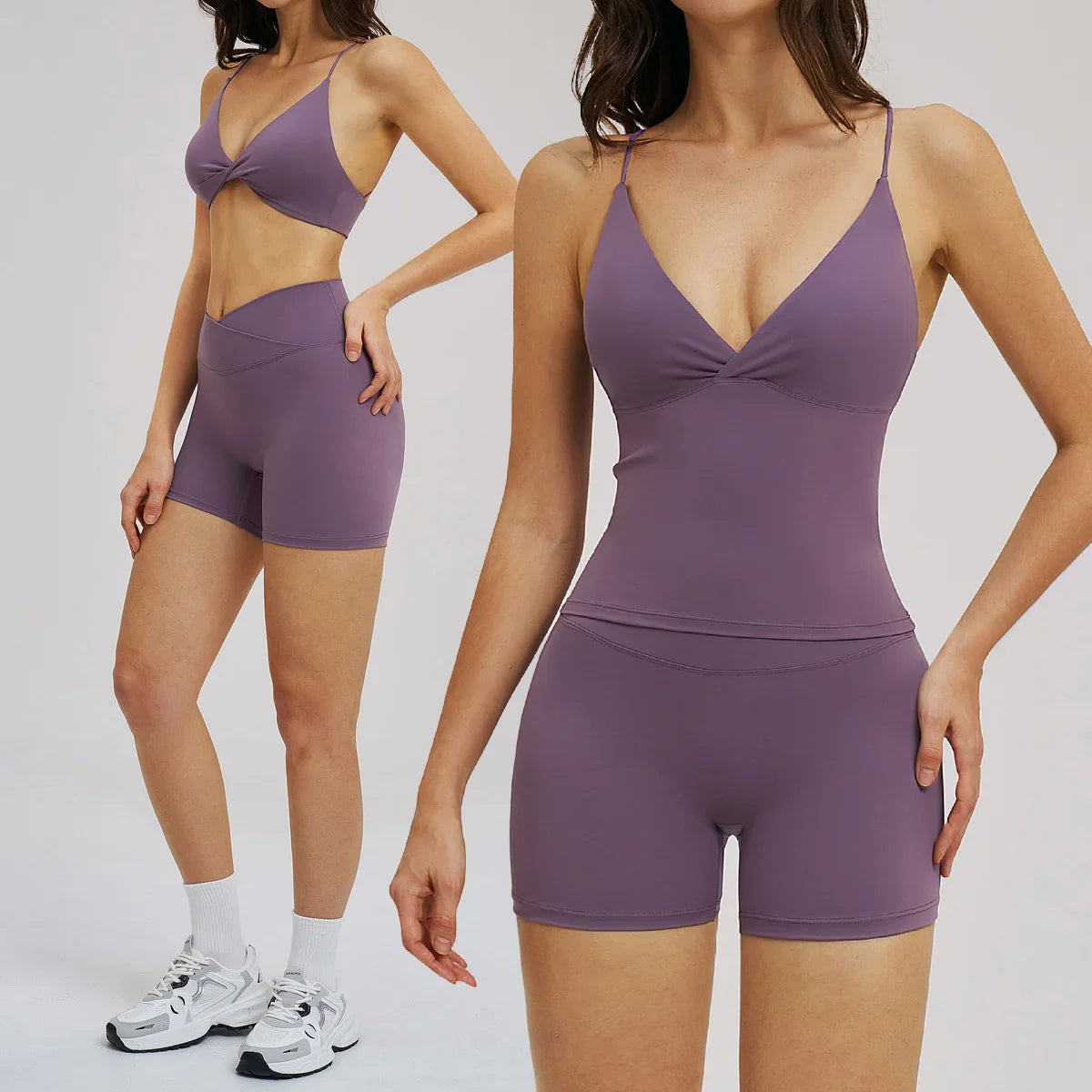 Women 2 Piece Gym Workout Set Female Bra Yoga Shorts Vest Fitness Wear Quick-Dry  Sports Bra Suits Sportswear Tracksuit Outfits