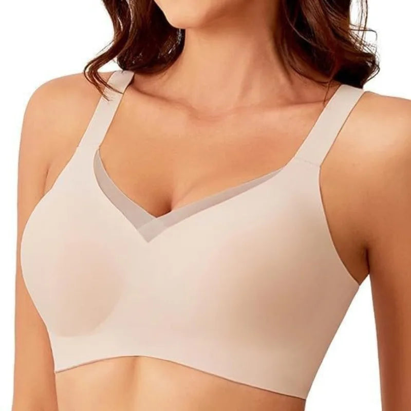 Women's Wire-Free Seamless Bra Full Cup Thin Molded Cup Beautiful and Comfortable Underwear Plus Up