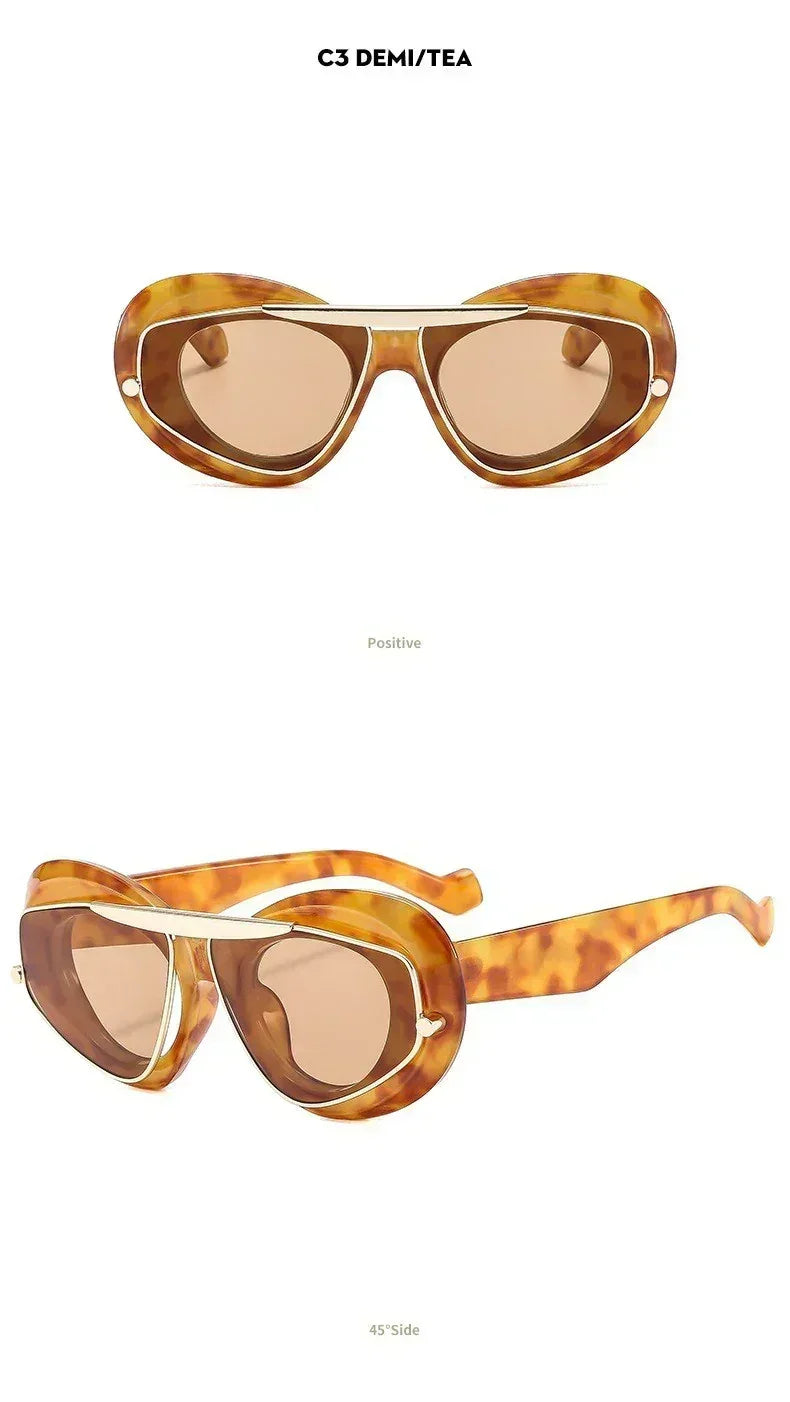 New Y2k Fashion Large Frame Sunglasses Ins Street Shot Cat's Eye Glasses Retro Personality Anti-ultraviolet Sunglasses
