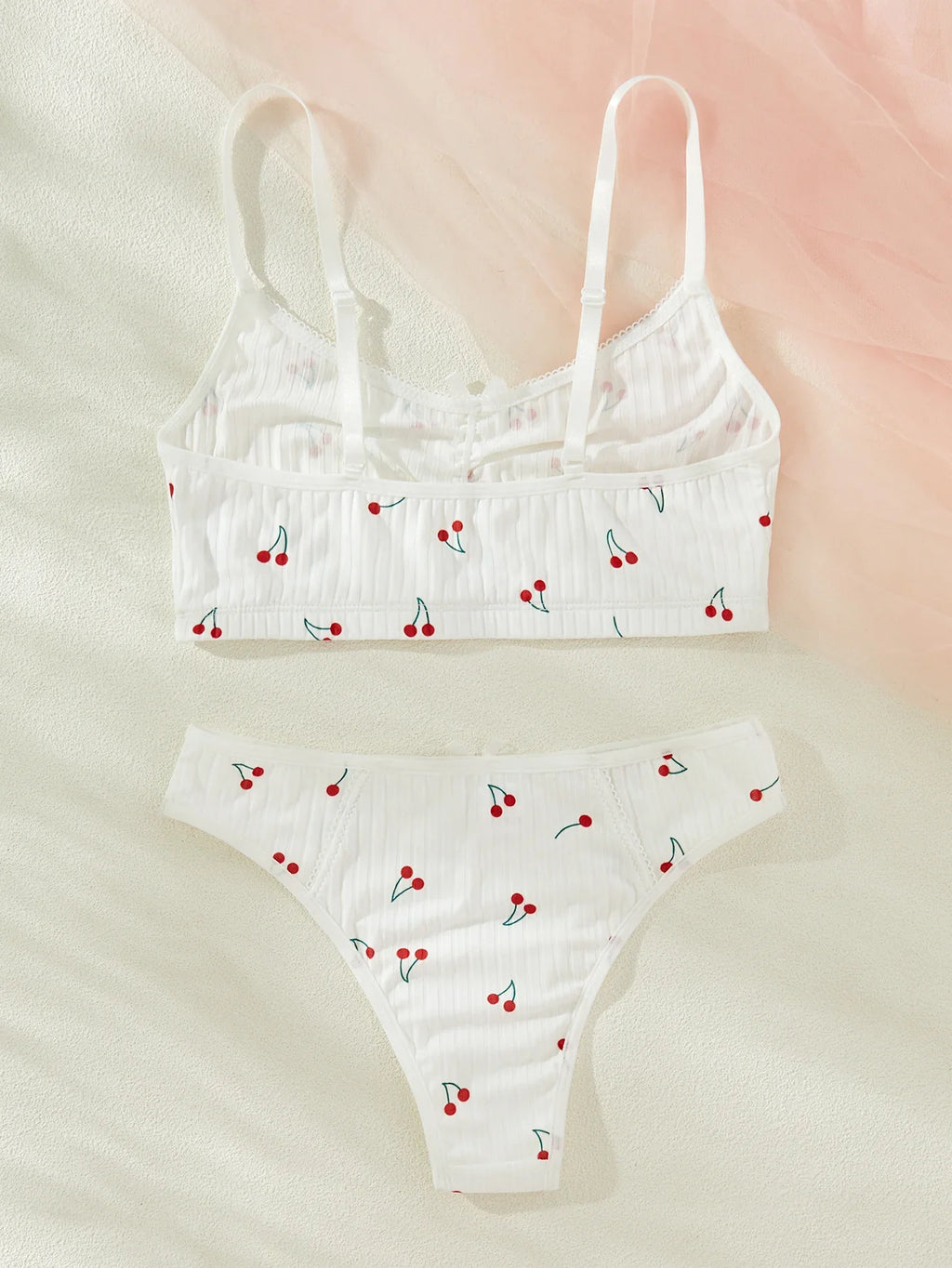 Young Girls Printed Homewear Night Cute Stretch Top And Panty Underwear White Sleepwear Set