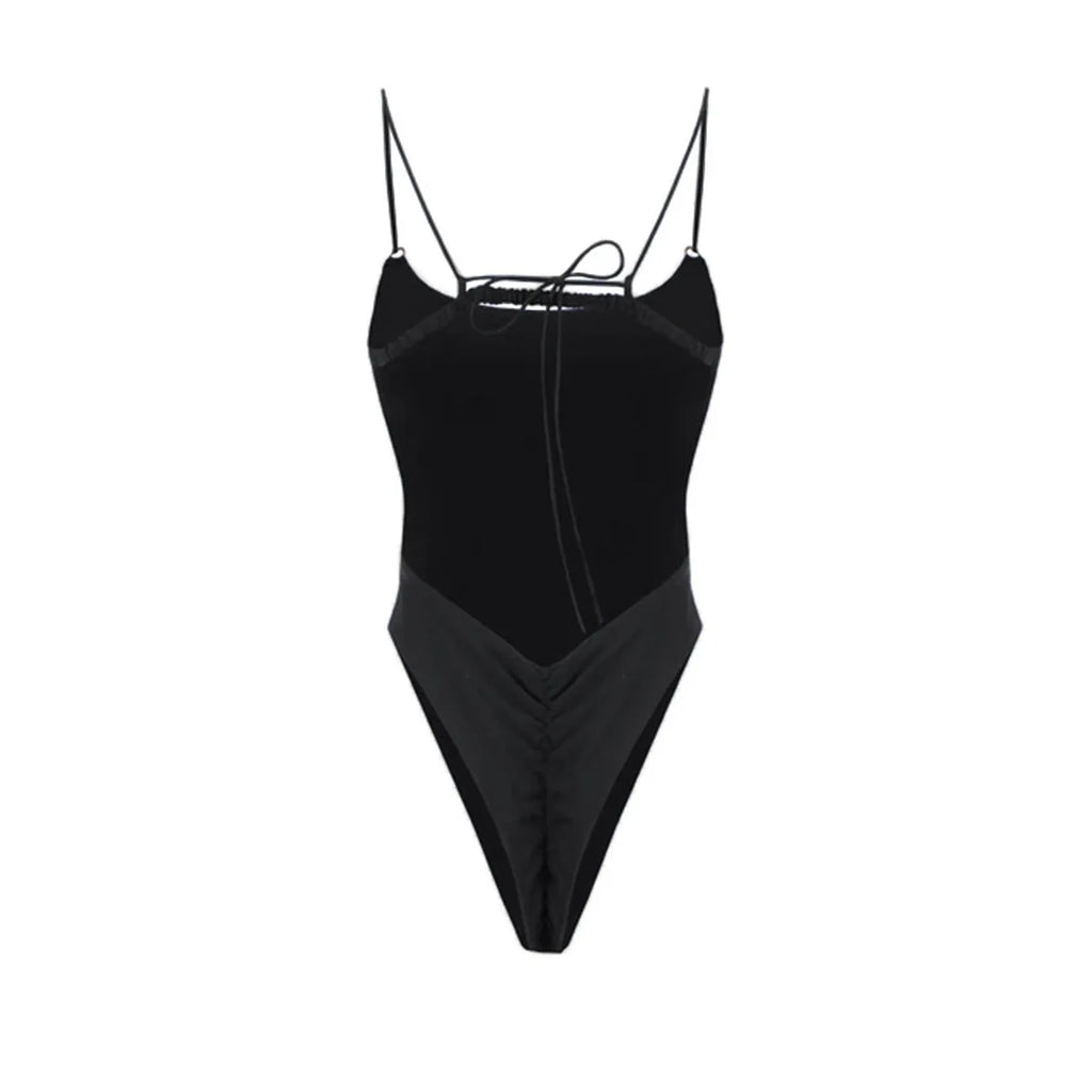 Sexy Black One Piece Swimsuit for Women 2024 Hollow Out Backless Bandage High Waist Monokini Bikini Beach Bathing Suit Swimwear