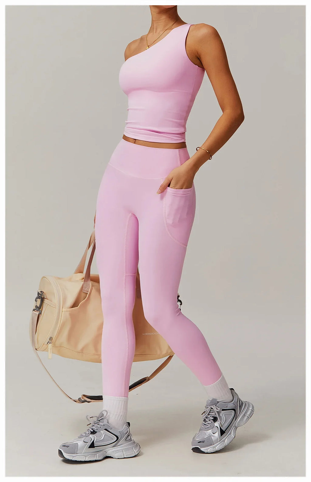 Single Shoulder Bra Women Yoga Sports Bra Breathable Shock Proof Gym Workout Fitness Push Up Top Running Sports Vest Underwear