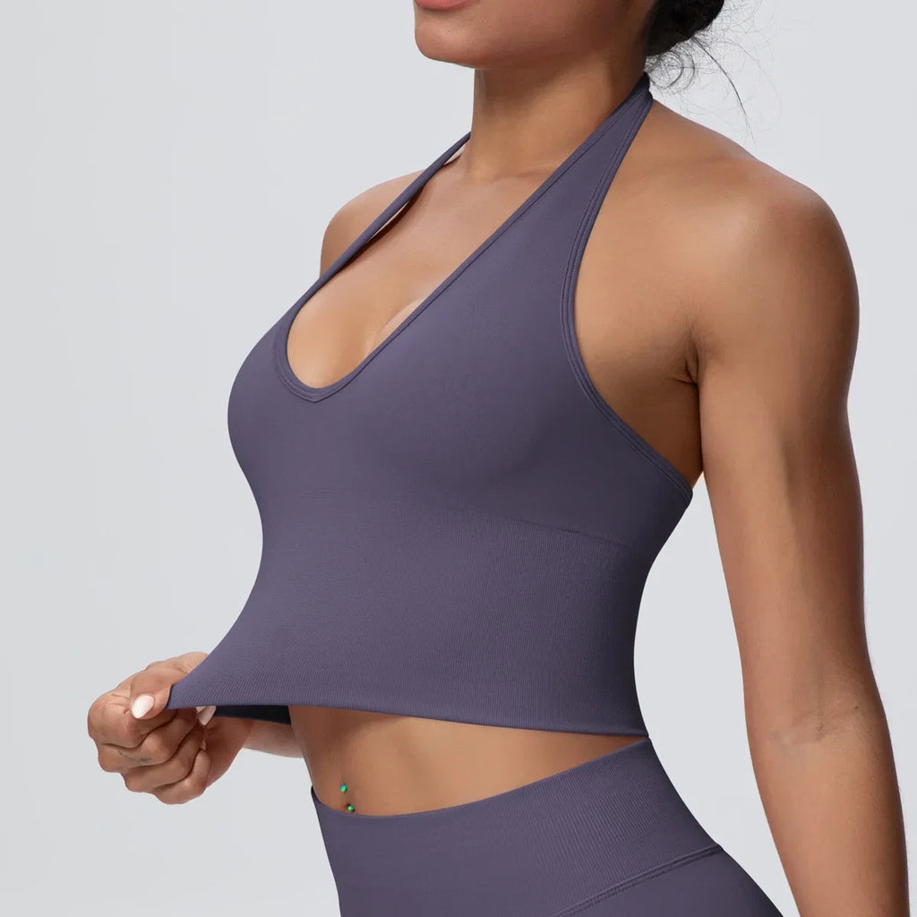 Gym Tops Women Halter Top Gym Vest Woman Sexy Backless Push Up Sport Bras Running Vest Workout Tops Activewear Yoga Fitness Vest