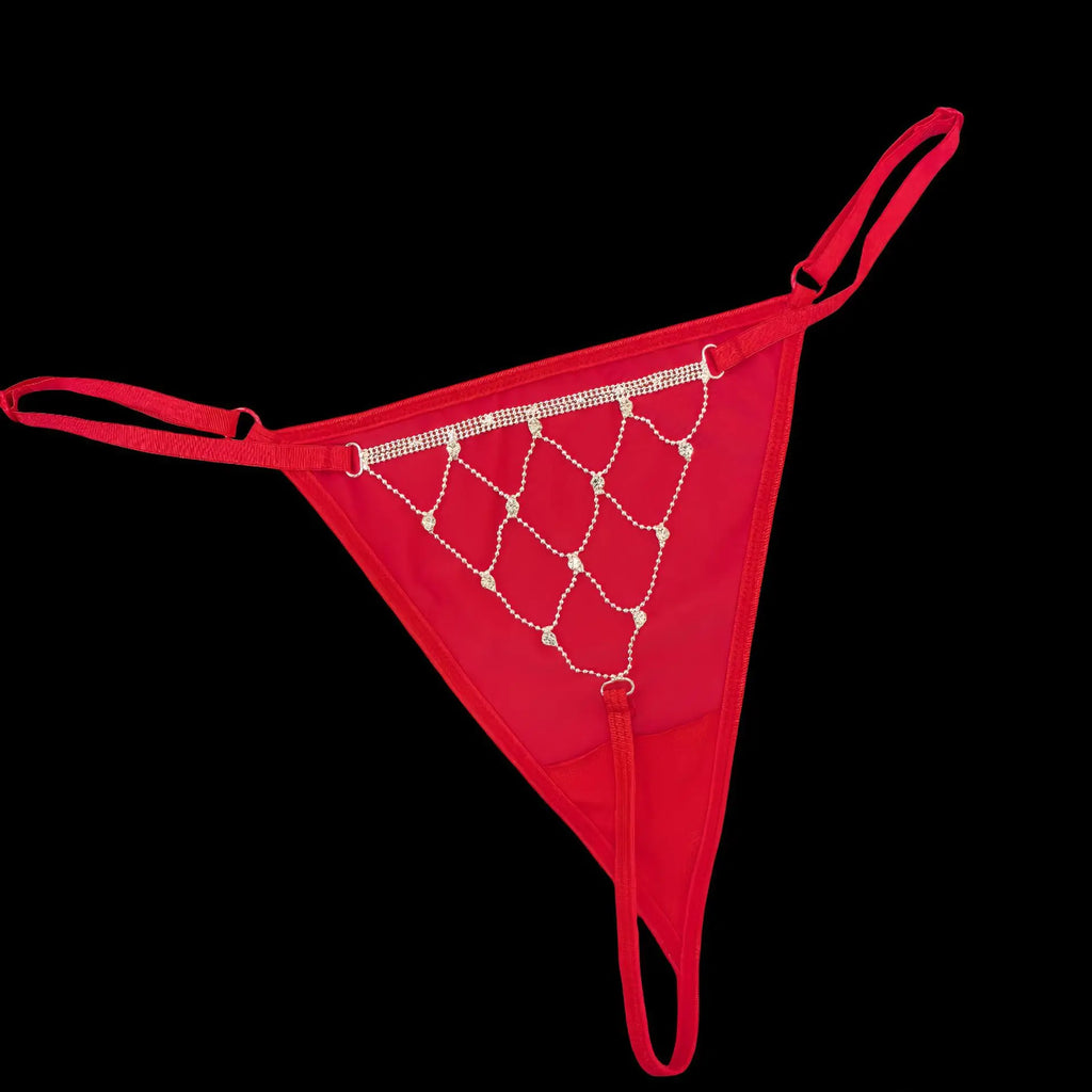 Rhinestones Metal Chain Sexy Women Panties Gem G String Girls Briefs Thong Lace Erotic Female Underwear Low Waist Intimates