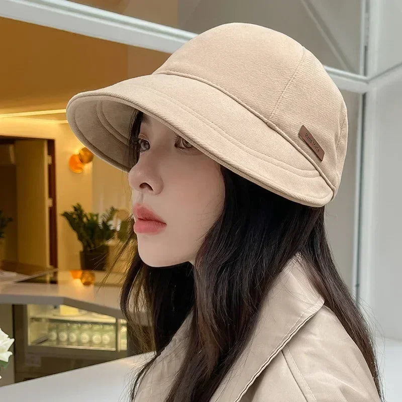Women's Foldable Sunhat Summer Outdoor Beach Fisherman Hat Sunscreen UV Protection Cap Adjustable Cotton Wide Brim Bucket Caps