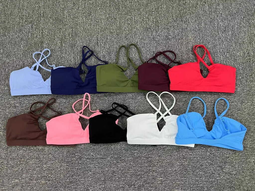 Hearuisavy Summer Gym Top Women Training Yoga Clothes Stretch Sports Underwear Fitness Workout Cross Yoga Bra Sexy Sports Bra