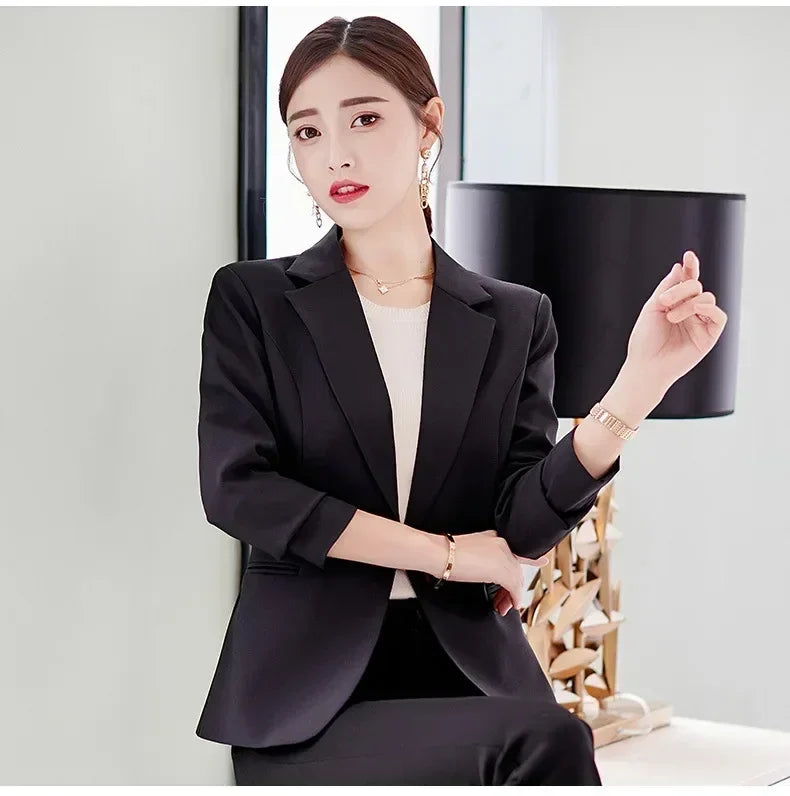 Royal Blue Suit Jacket Women's Stylish Slim Coat New Fall Women Blazer Pink, Red, White, Black Girl Tops Reefer Jackets