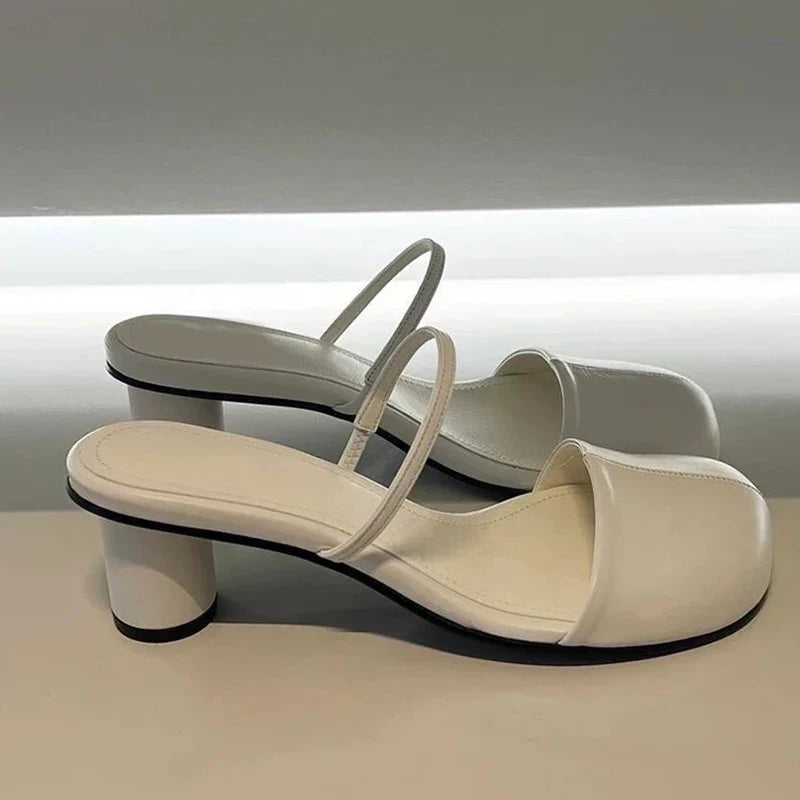 Summer Cover Toe Women Mules Slippers Elegant Slip On Singbacks Slides Ladies Outdoor Street Style Sandalias