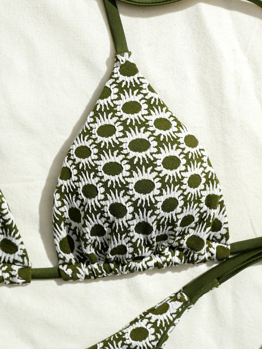 Sexy Green Sunflower Print Mini Bikini 2026 Women Halter Push Up Bra Tie Side Bandage Thong Swimsuit Beach Bathing Suit Swimwear