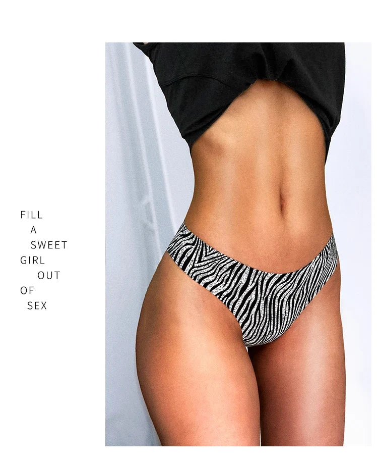 Ice Silk Seamless Snake Leopard Women Panties Sexy G String Thong Underwear T Back Girls Briefs Fitness Lingerie Plus Size M-XXL