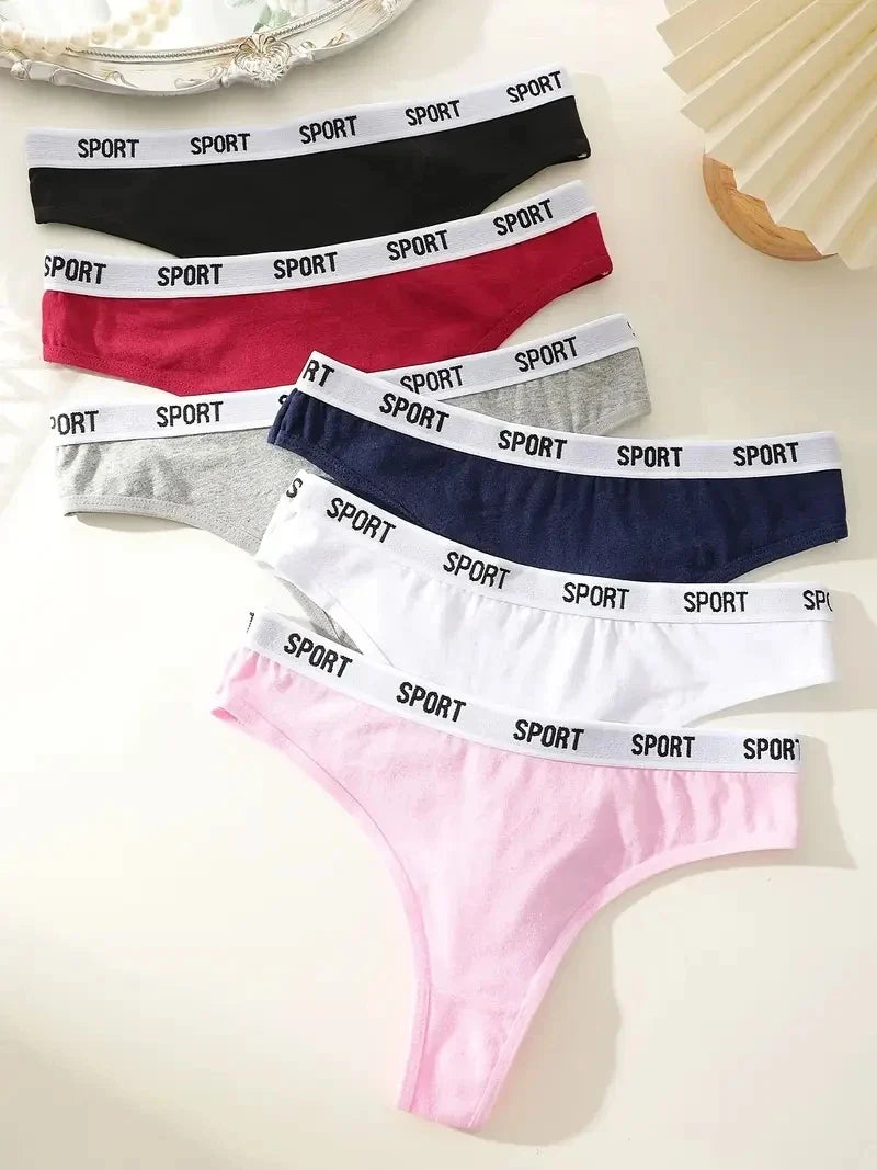 6Pcs/Set Women Thongs Cotton Panties Plus Zise Underwear Sexy G-String Low Waist Briefs Underpants Comfortable Lingerie S-XL