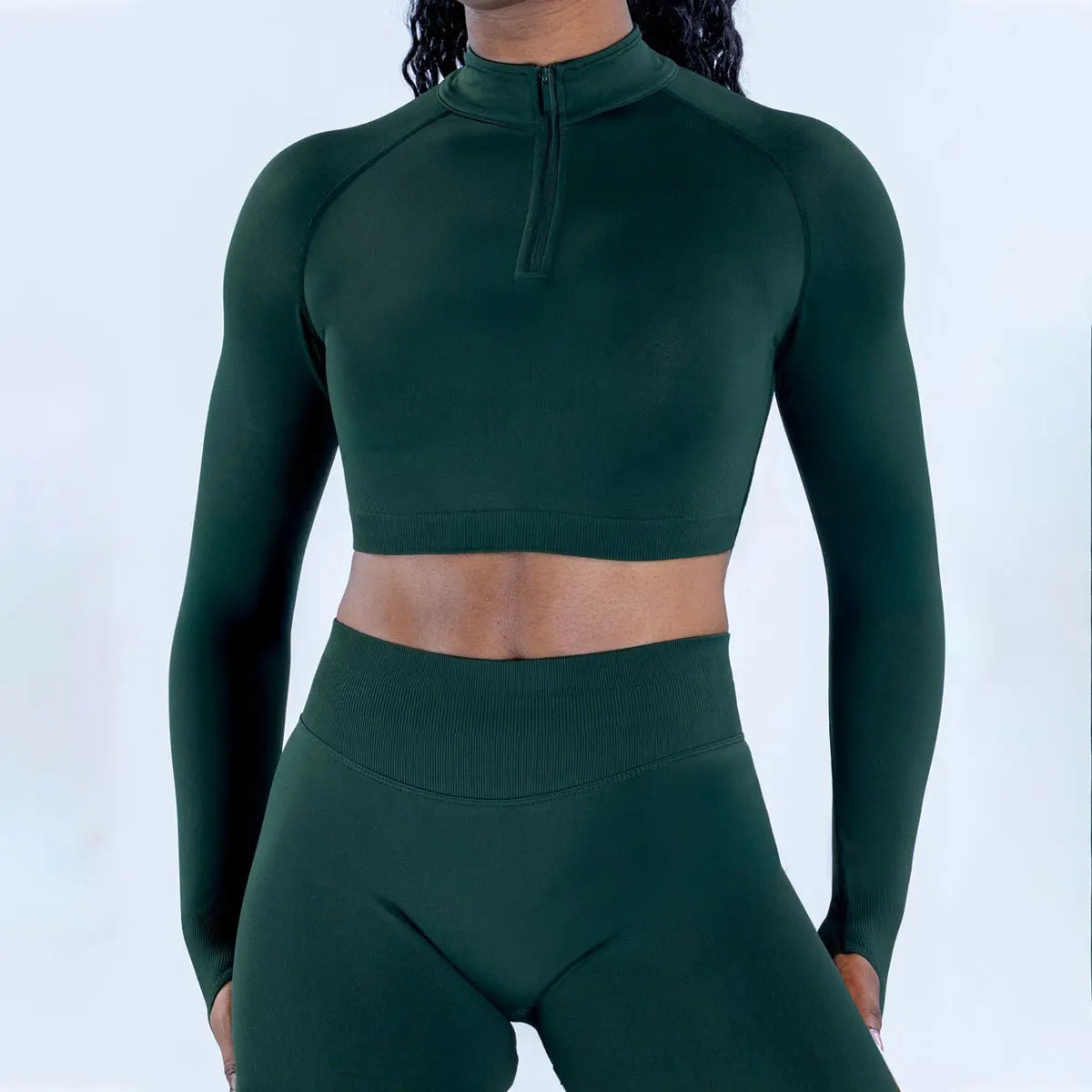 NCLAGEN Impact Crop Zippy Fitness Top Long Women Sleeve GYM Clothes Seamless Running Workout Quick Dry Pilates Sports Yoga Shirt