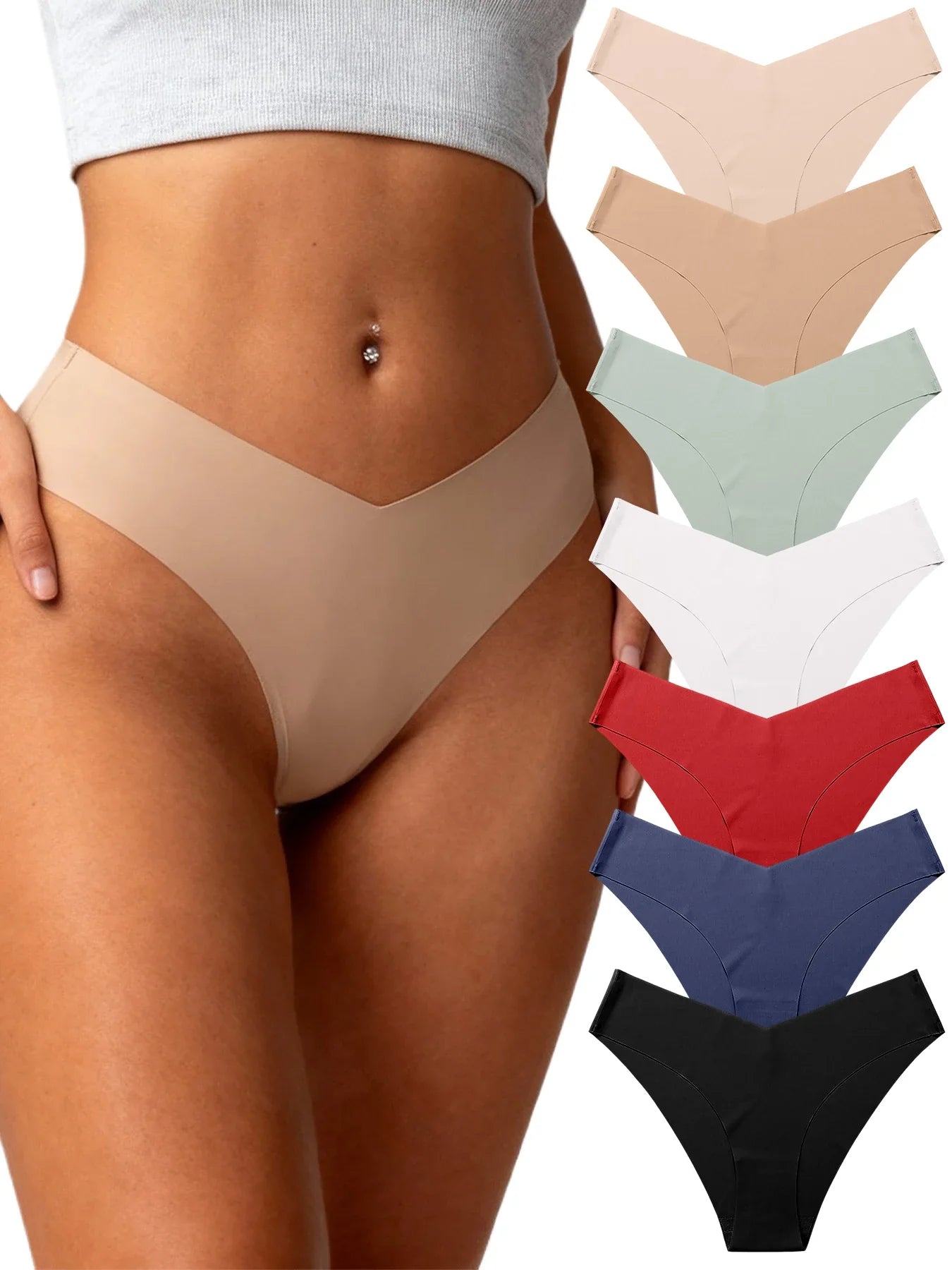 American Women's High Waist Seamless Bra and Panties Set Underwear Breathable Comfort Briefs S-2XL Thong Soft Underwear