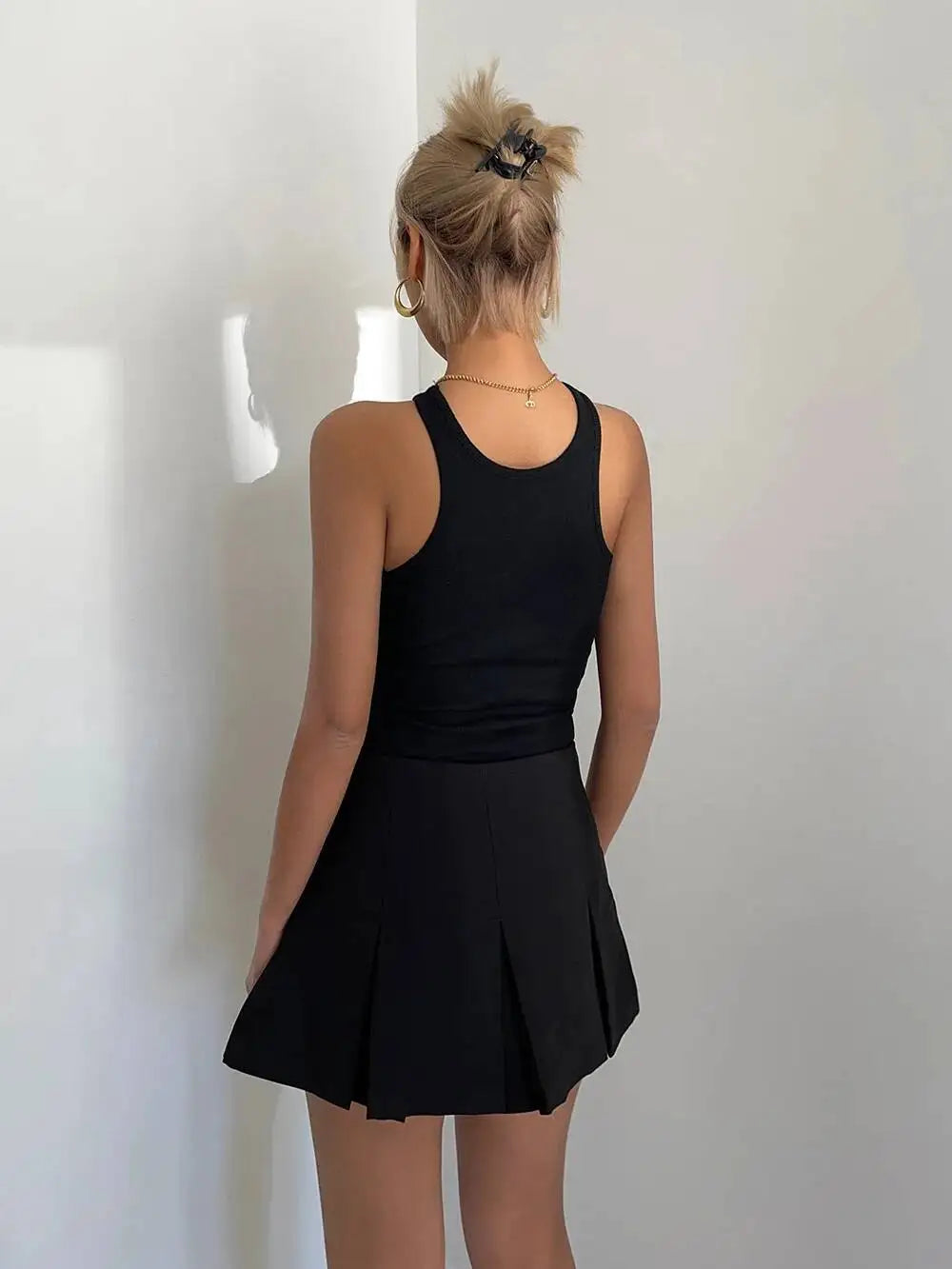 WOMENGAGA American High Street A-line Short Unif School Girl Fairy Grunge Skirt High Waist Pleated Skorts Streetwear Lovely HM2O