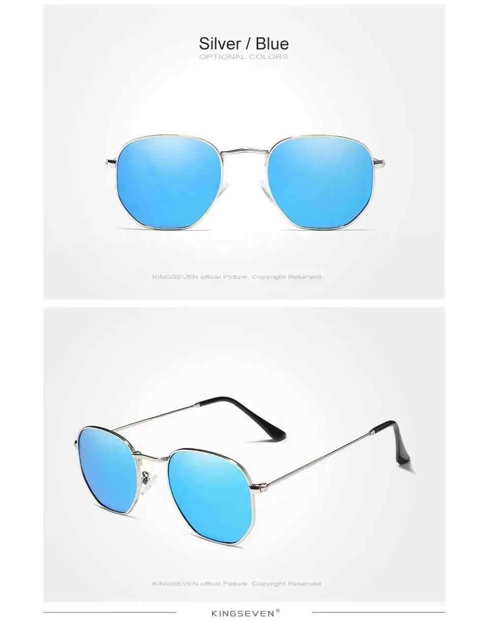 KINGSEVEN Fashion Women Polygon Sunglasses Men Polarized UV400 Sunscreen Round Thin Frame Glassses Luxury Causal Driving Eyewear