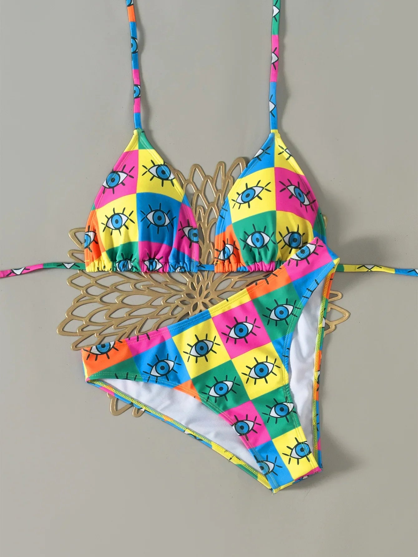 2025 New Women's Black Ground White Dot Printed Swimsuit Halter Neck Low Waist Bikini Set For Summer Female Swimwear Brazilian